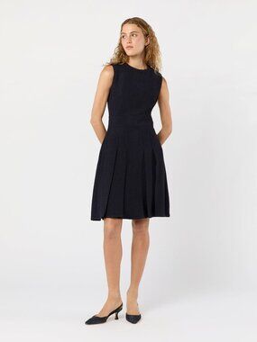 Ann Mashburn Sz 4 Vera Dress Navy Boucle Tweed EUC